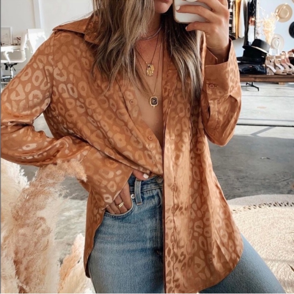 12th Tribe Gold Rush button down collared blouse